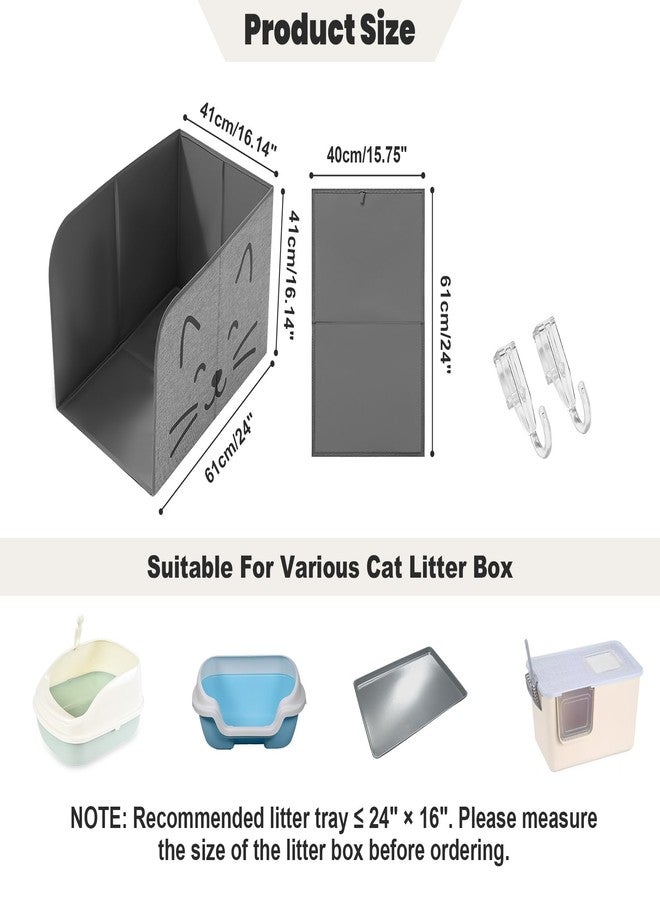 Beveetio Waterproof Cat Litter Box Enclosure Splash Guard, Foldable Cat Box Enclosure with Removable Mat & 2 Hooks for Scoop, Easy to Clean, Large Pee Shield for Litter Pan, 24"L X 16.14"W X 16.14"H - Image 4
